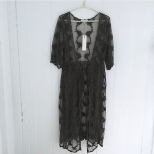 NWT Woven Heart Lace Kimono Duster Cardigan